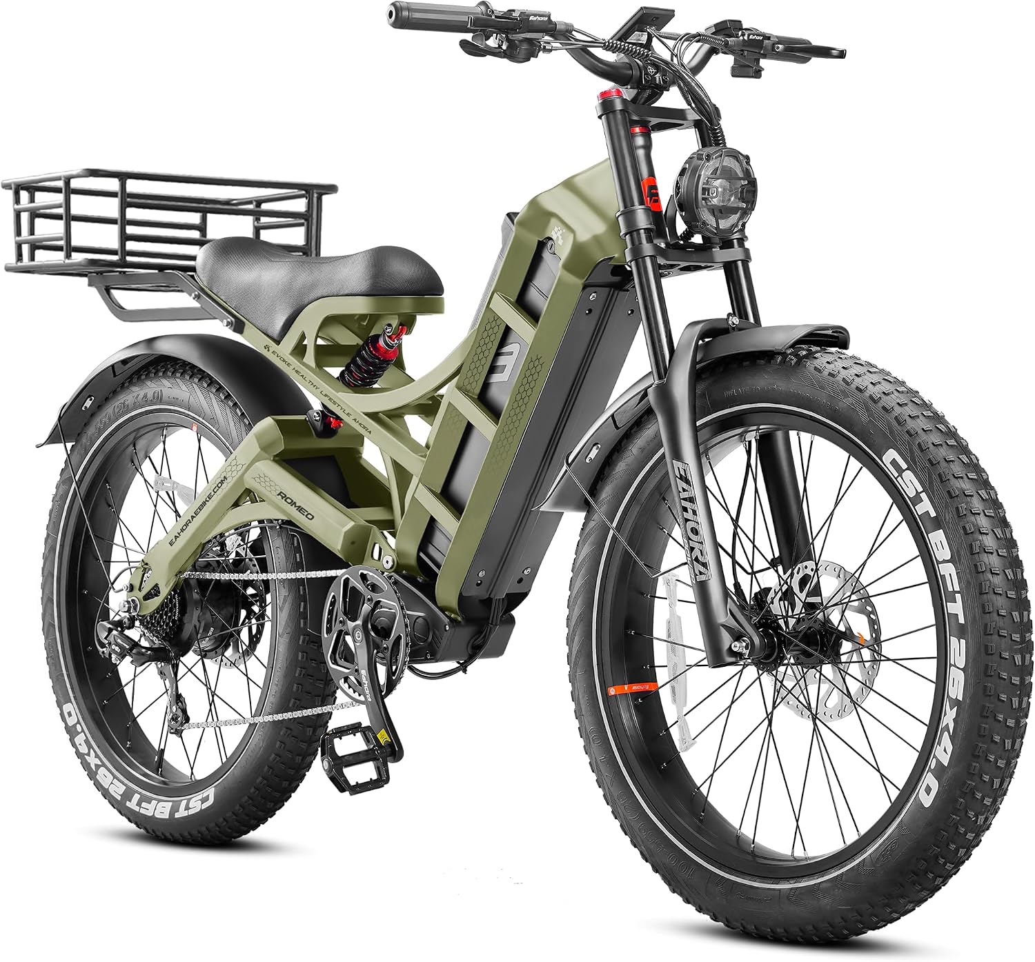 2026 eAhora Romeo Pro 3/2 50-46 Mph Electric Bike for Adults, 5600W/4000W/2500W Dual Motor Ebike 60V 80Ah/52V 70Ah Battery 200 Miles Long Range, 26*4.0'/20*4.5' Fat Tire, Full Suspension, All Terrain