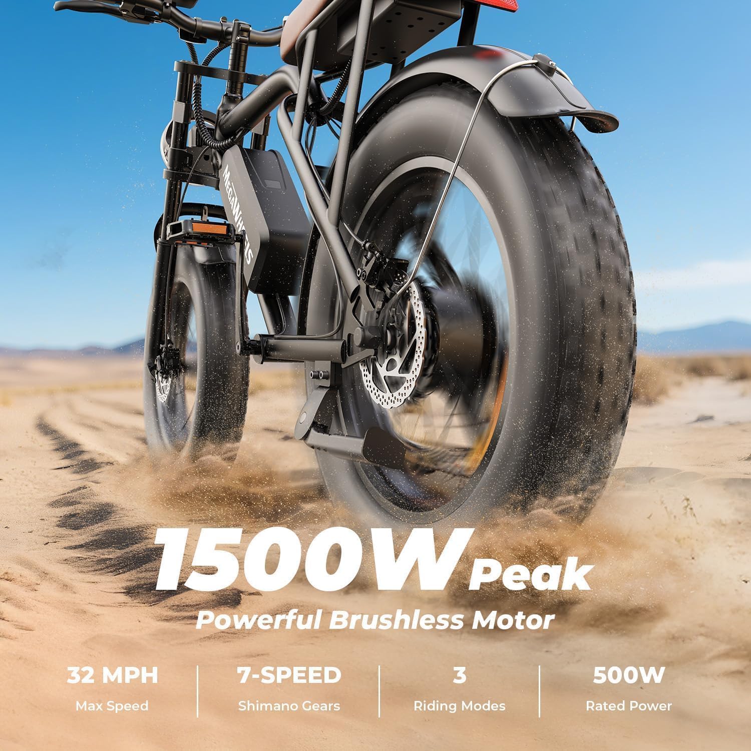 1500W Peak Motor Electric Bike for Adults, 33MPH & 40-75 Miles, 48V 15.6Ah Removable Battery Electric Dirt Bike, with 3 Riding Modes, Dual Suspension Ebike, 20' Fat Tire E-Bike for All-Terrain