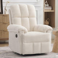 Korser Recliner Chair, Swivel Rocker Recliner Chair for Adults, Small Recliners for Small Spaces, Manual Recliner with Side Pockets, Upholstered Nursery Rocking Chair for Living Room, Sherpa, Beige