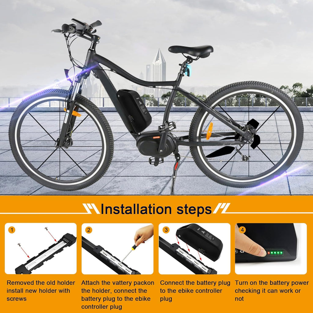 22.4AH Electric Bike Lithium Battery, Removable Ebike Battery with 3A Charger 48V Electric Bicycle Battery Pack with Waterproof Holder for 250W-2000W Motors