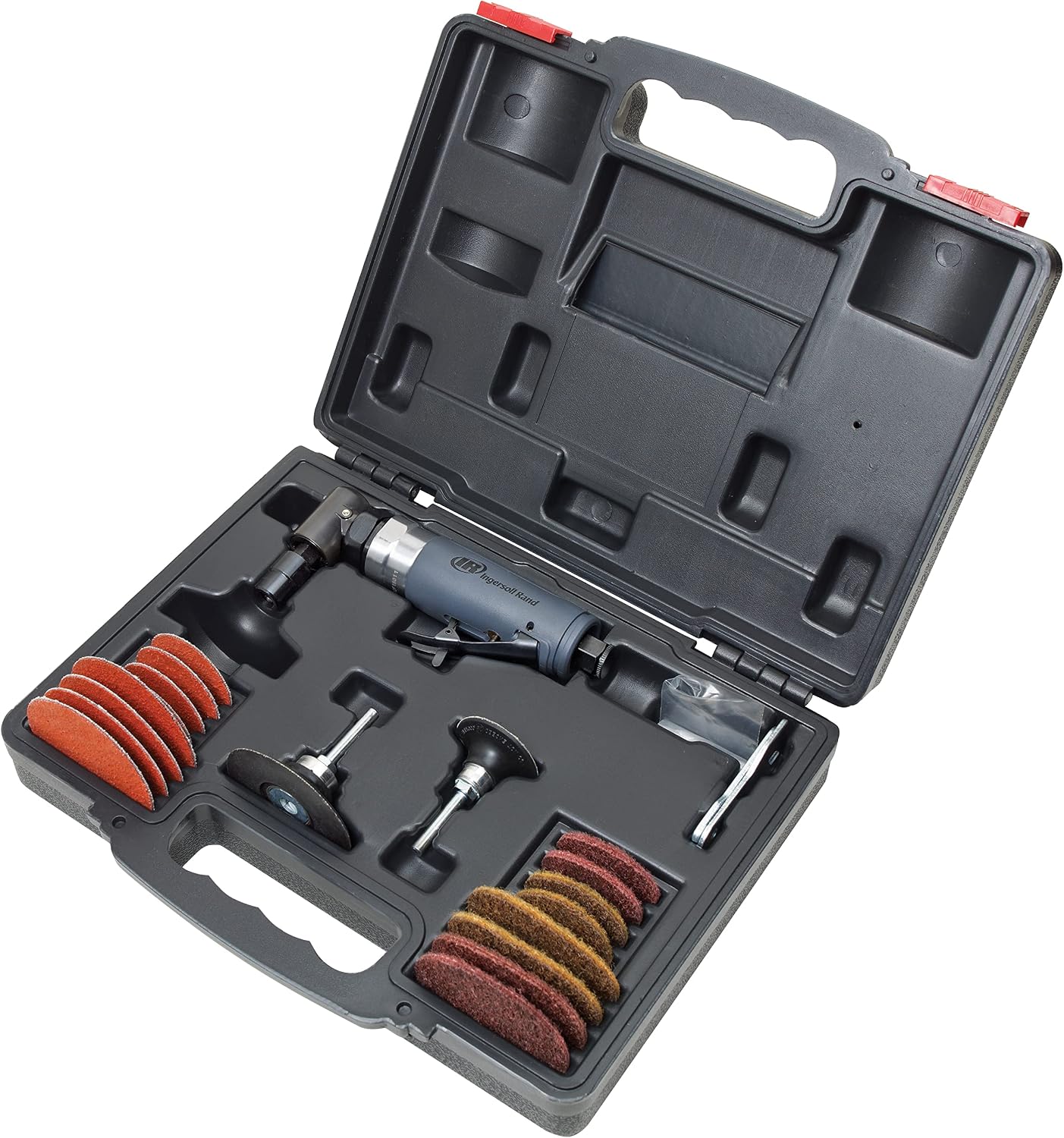Ingersoll Rand 302BK Angle Air Die Grinder 2' & 3' Pad Kit, 20,000 RPM, 0.33 HP, 1/4' Collet, Rear Exhaust