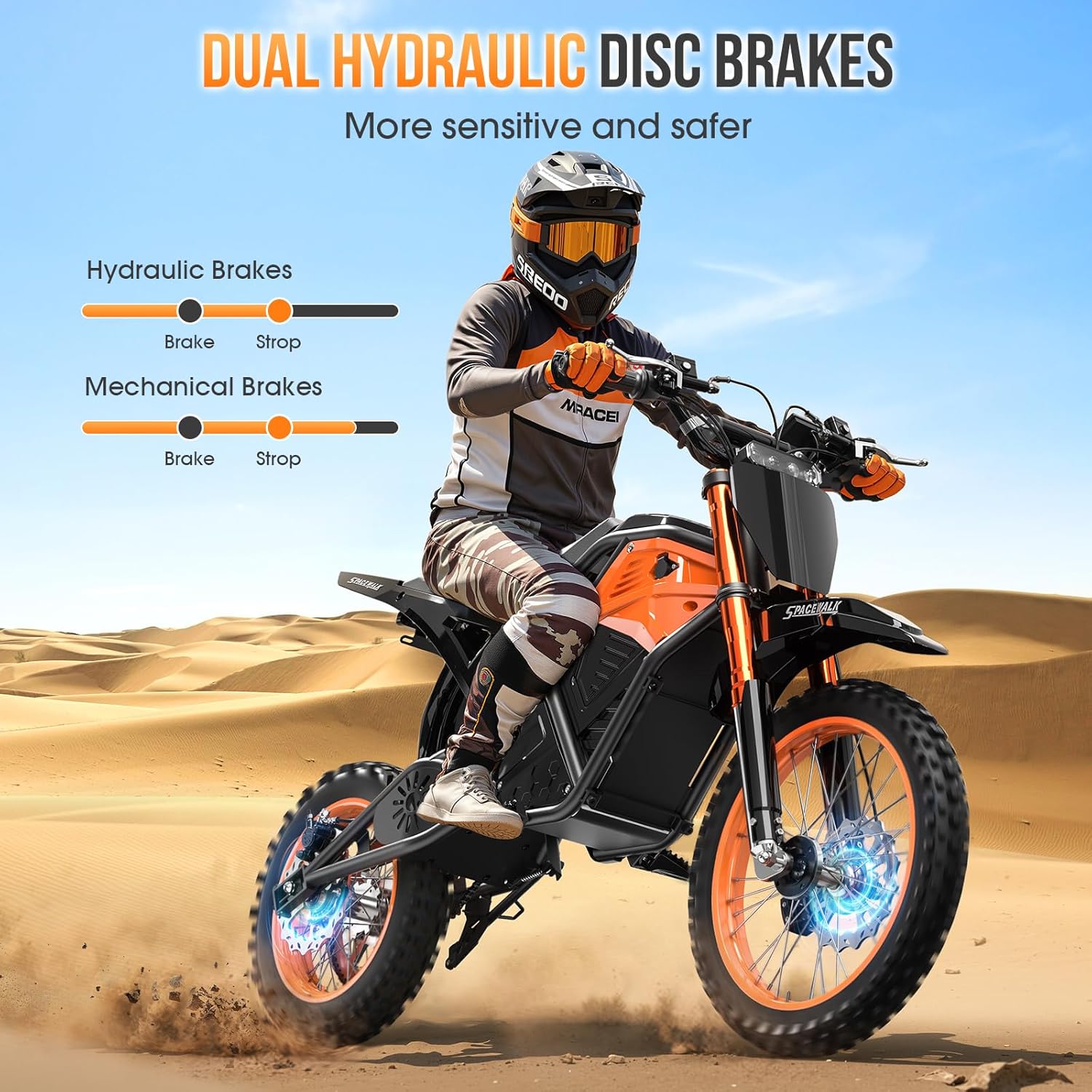 EILLEO Electric Dirt Bike for Adults Teens 48V, E Dirtbike Ebike with 3000W Motor, Electric Motorcycle with 14'/12' Fat Tire, 37.5MPH Hydraulic Brakes & Full Suspension, Fit Age 13+