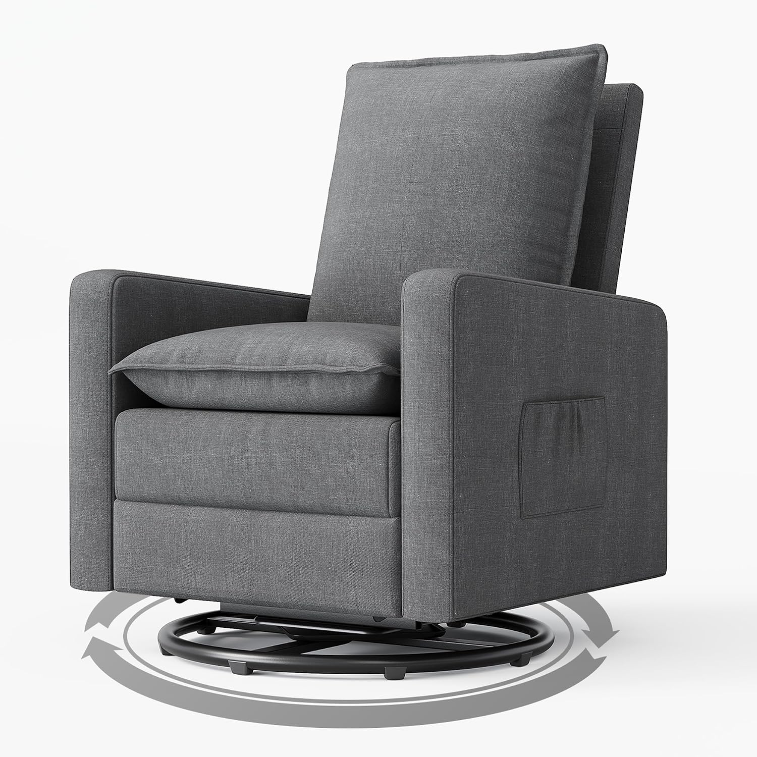 Amopatio Nursery Rocking Recliner, 360° Swivel Glider Chair with Adjustable Backrest, 20° Rocking Nursing Chair, High-Density Cushion Lounge Chair for Nursery Living Room Reading Rest(300 LBS)