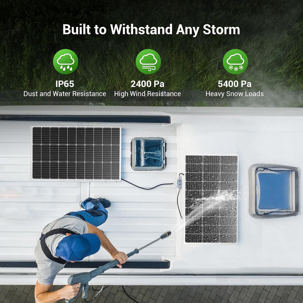 HQST Solar Panel 4pcs 100 Watt 12V Monocrystalline Solar Panel with Solar Connectors, High Efficiency Module PV Power for Battery Charging Boat, Caravan, RV and Any Other Off Grid Applications