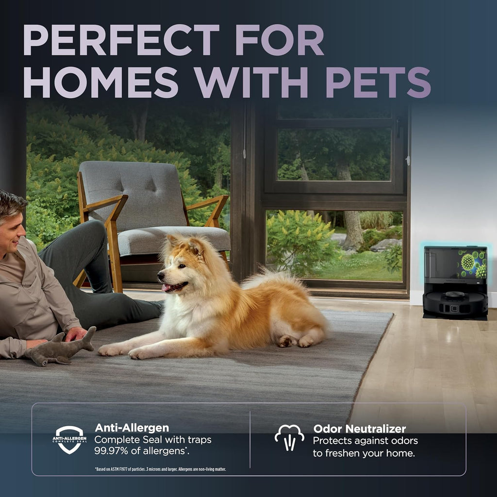 Shark Robot Vacuum & Mop Combo, NeverTouch Self-Emptying & Refilling Base, Carpet & Hard Floors, 60-Day Debris Capacity, 30-Day Water Tank, Pad Drying, 5 Intelligent Cleaning Technologies, RV2820YE