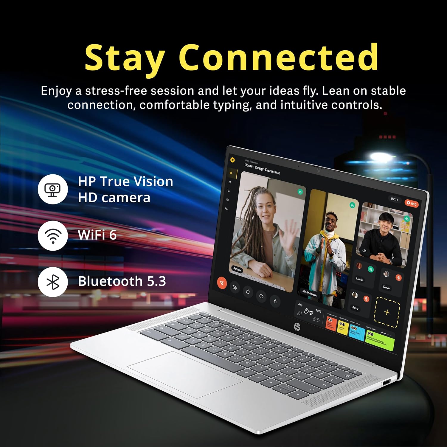 HP 14' HD Anti-Glare Chromebook Laptop, Intel N200 Processor, 4GB LPDDR5, 288GB Storage (128GB eMMC+160GB Docking Station Set), Intel UHD Graphics, Wi-Fi 6, Webcam, Chrome OS, Silver