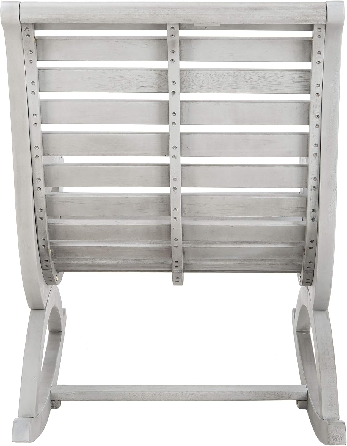 SAFAVIEH Outdoor - Sonora Rocking Chair - Grey - Solid Wood - Transitional British Slatted Design - Ideal for Patio, Deck, Porch, Backyard, 17.7' Seat Height (PAT7016A)