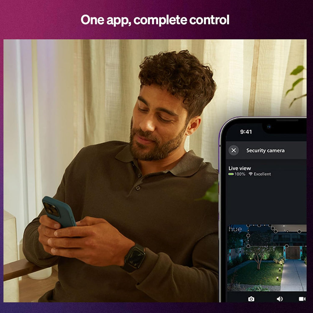 Philips Hue Secure Starter Kit - 3 Secure Contact Sensors (White), Indoor Motion Sensor, Bridge, 2 White & Color Ambiance Smart Bulbs, Easy to Install, Works with Hue App