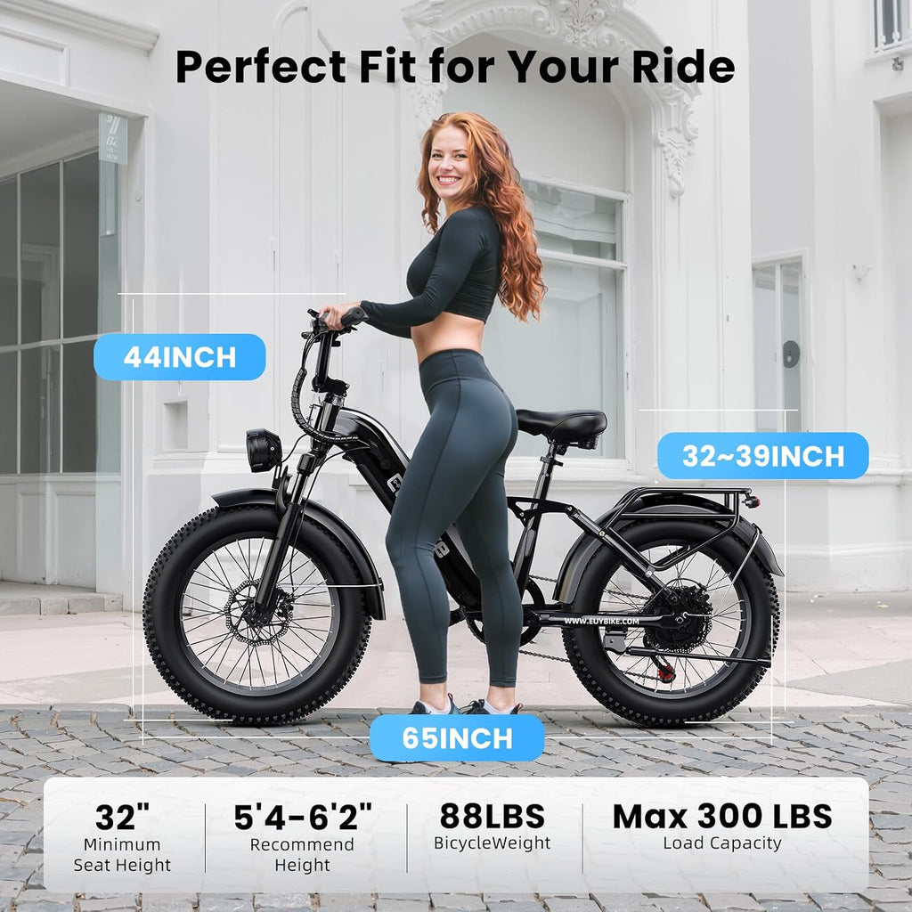 Electric Bike for Adults, 48V 20Ah Battery,1500W Peak Motor Step Thru Ebike 80+ Miles Max Range, 20x4.0 Fat Tires, Electric Mountain Bike for All Terrain, Ideal for Commute, Off-Road