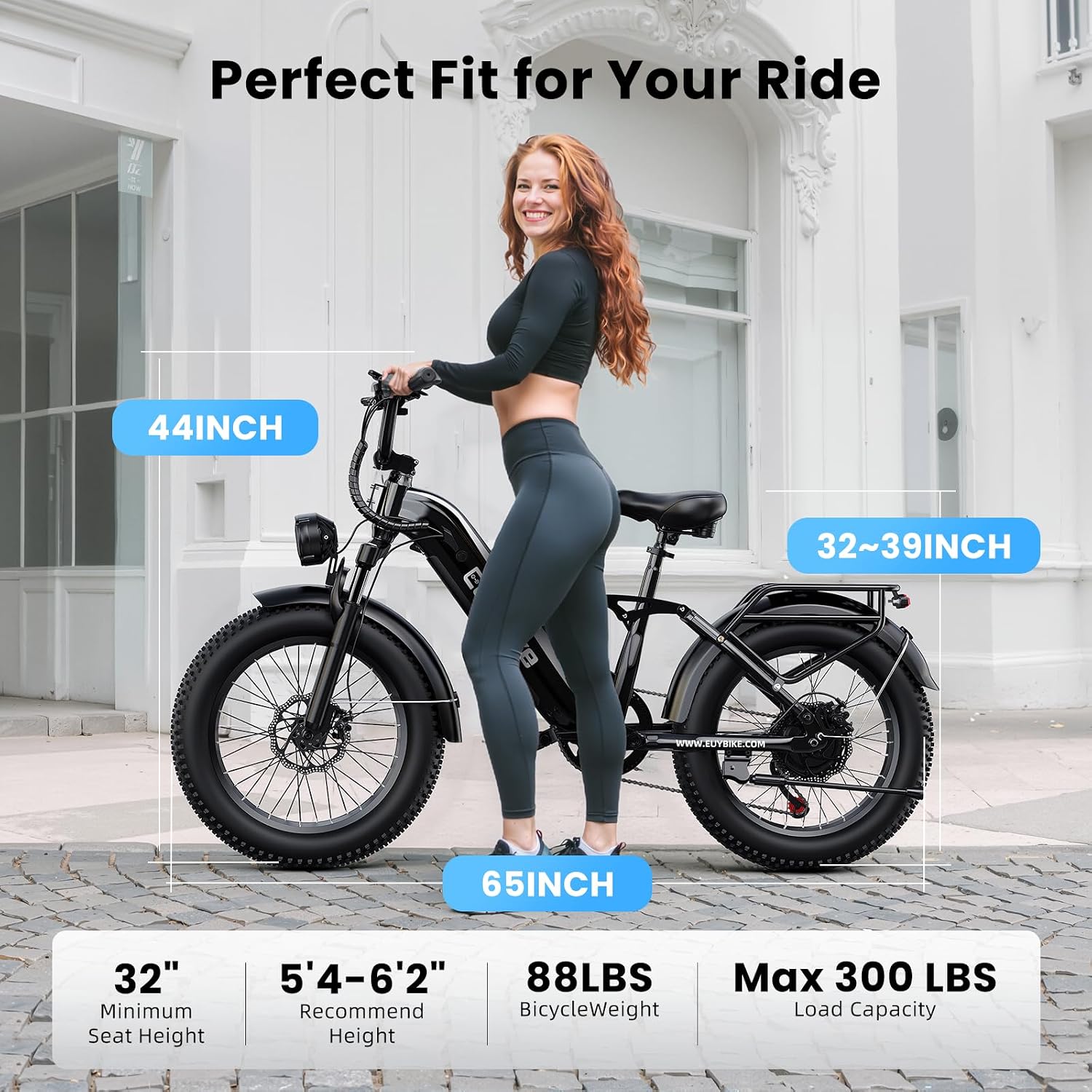 Electric Bike for Adults, 48V 20Ah Battery,1500W Peak Motor Step Thru Ebike 80+ Miles Max Range, 20x4.0 Fat Tires, Electric Mountain Bike for All Terrain, Ideal for Commute, Off-Road