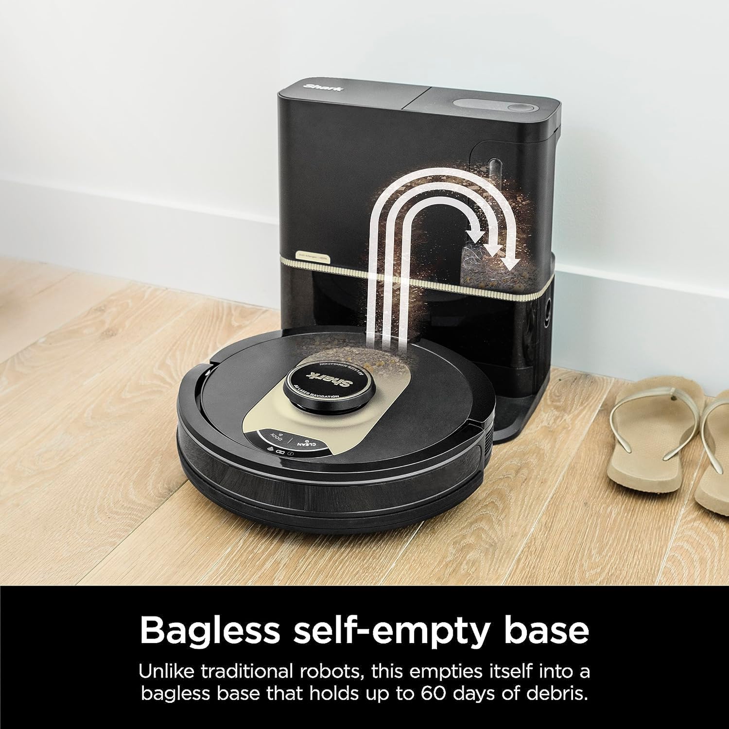 Shark AV2501AE AI Robot Vacuum with XL HEPA 60-Day Self-Empty Base, LIDAR Navigation, Perfect for Pet Hair, Compatible with Alexa/Wi-Fi, Carpet & Hard Floor, Black (Renewed)