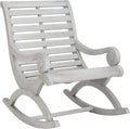 SAFAVIEH Outdoor - Sonora Rocking Chair - Grey - Solid Wood - Transitional British Slatted Design - Ideal for Patio, Deck, Porch, Backyard, 17.7' Seat Height (PAT7016A)