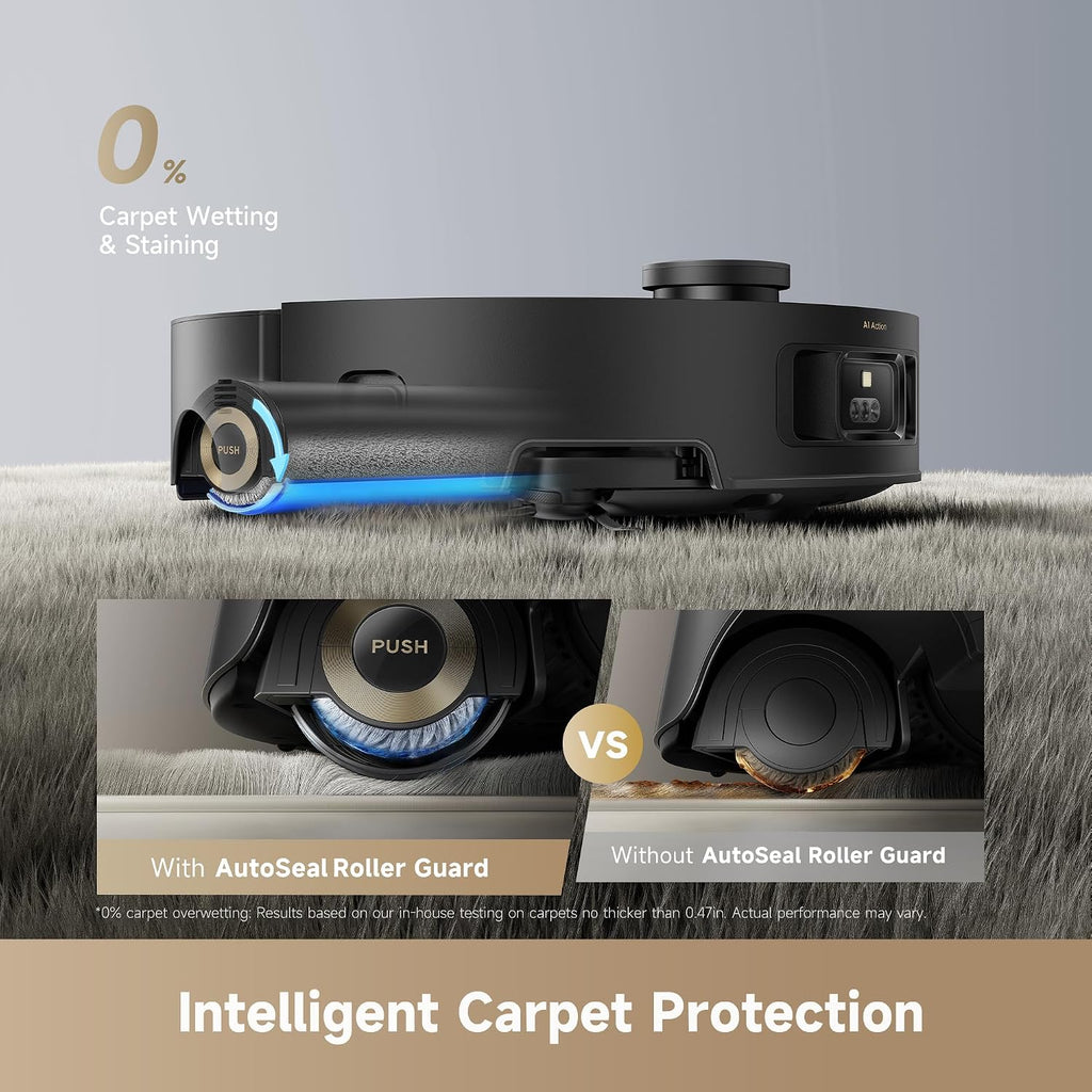 DREAME Aqua10 Roller Robot Vacuum, AquaRoll Mopping, 30,000Pa Suction, 100% Detangling, Carpet-Protecting Roller Guard, Clear 2.36in Obstacle, Self-Empty, Self-Cleaning, Roller Mop Extending
