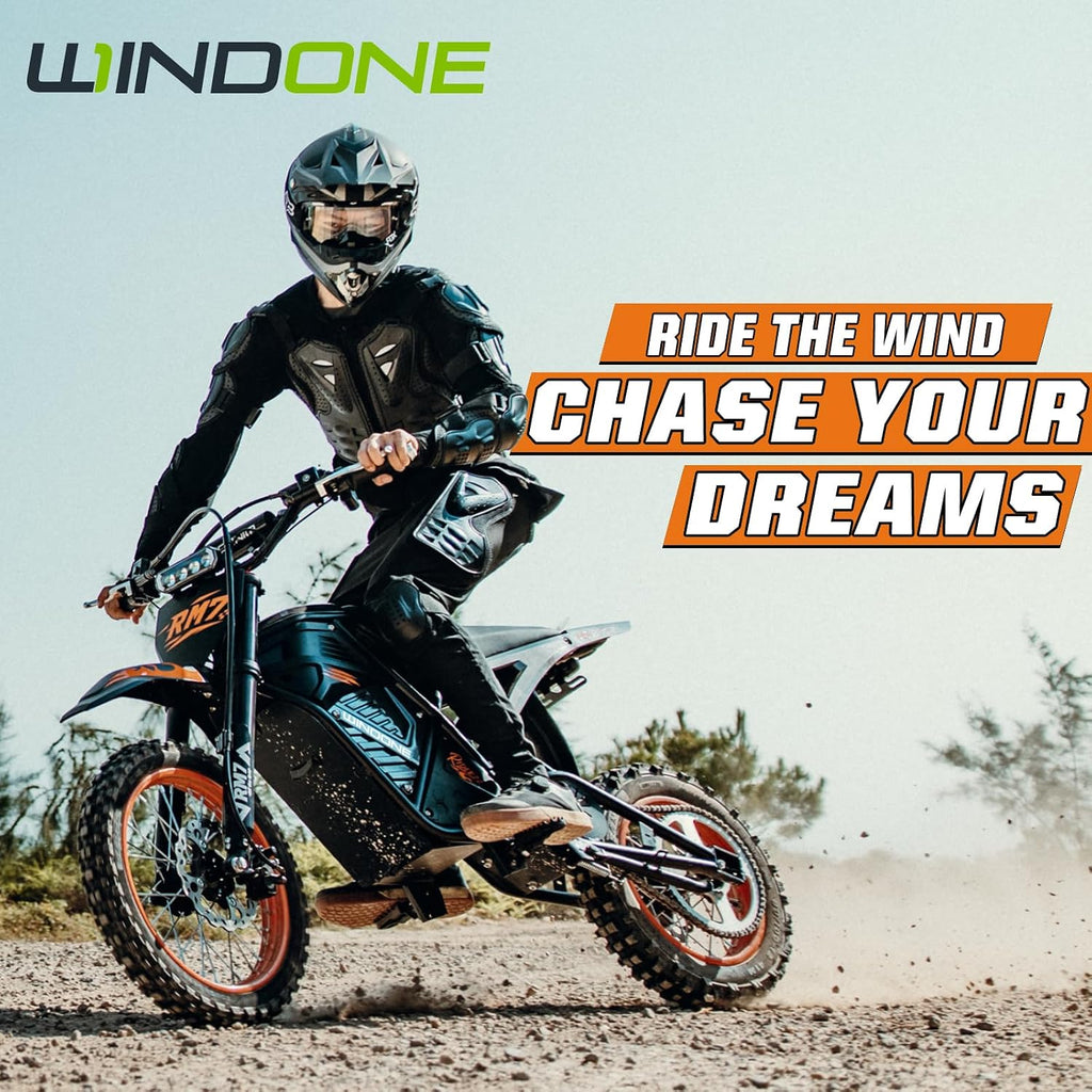 Windone RM7 Electric Dirt Bike for Teens & Adults, 48V 22.5Ah, 37MPH & 45-Mile Electric Motorcycle, 2200W Ebike, 14'/12' Off-Road Tire E-Bike, Dual Hydraulic Brakes, Full Suspension, Fit Age 13+