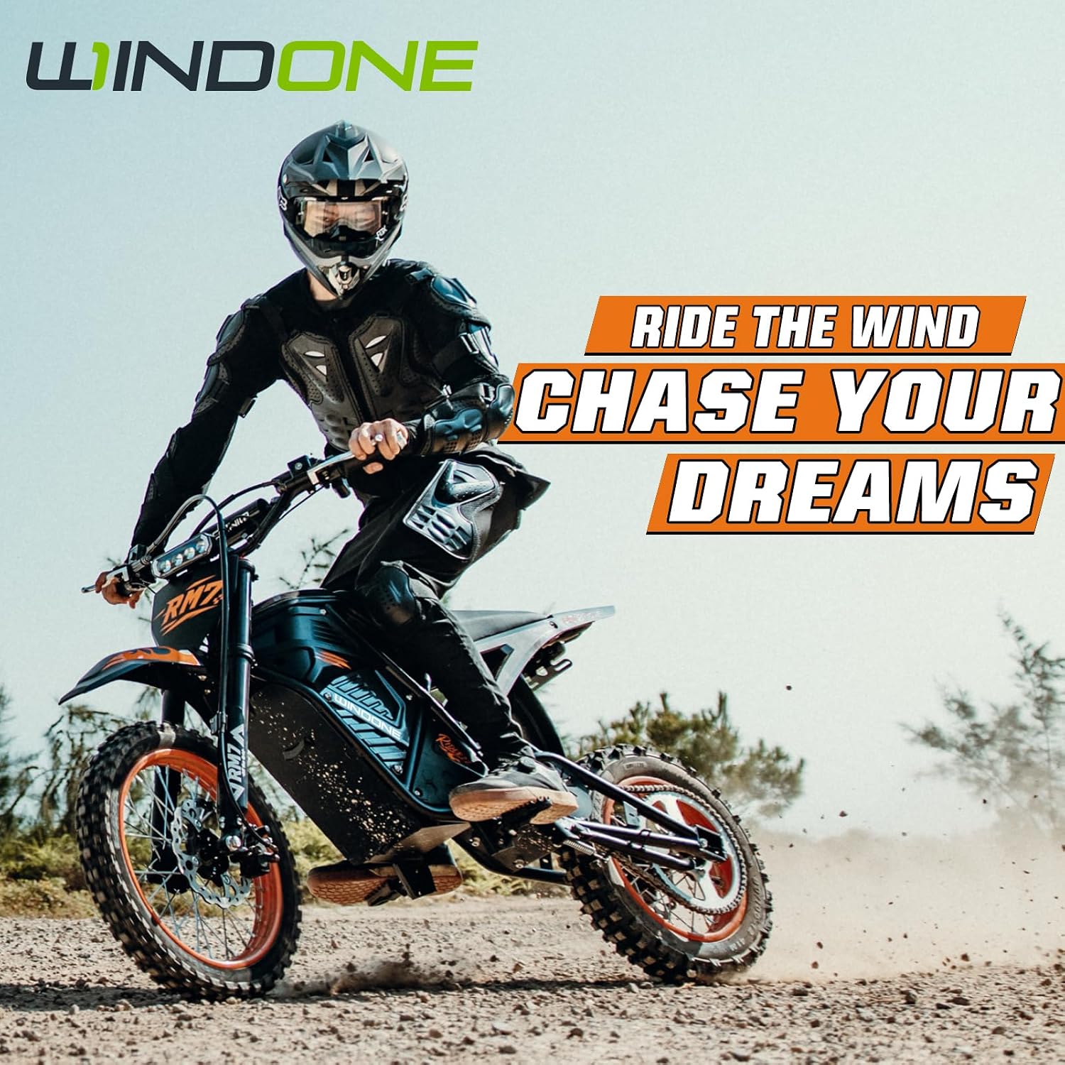 Windone RM7 Electric Dirt Bike for Teens & Adults, 48V 22.5Ah, 37MPH & 45-Mile Electric Motorcycle, 2200W Ebike, 14'/12' Off-Road Tire E-Bike, Dual Hydraulic Brakes, Full Suspension, Fit Age 13+