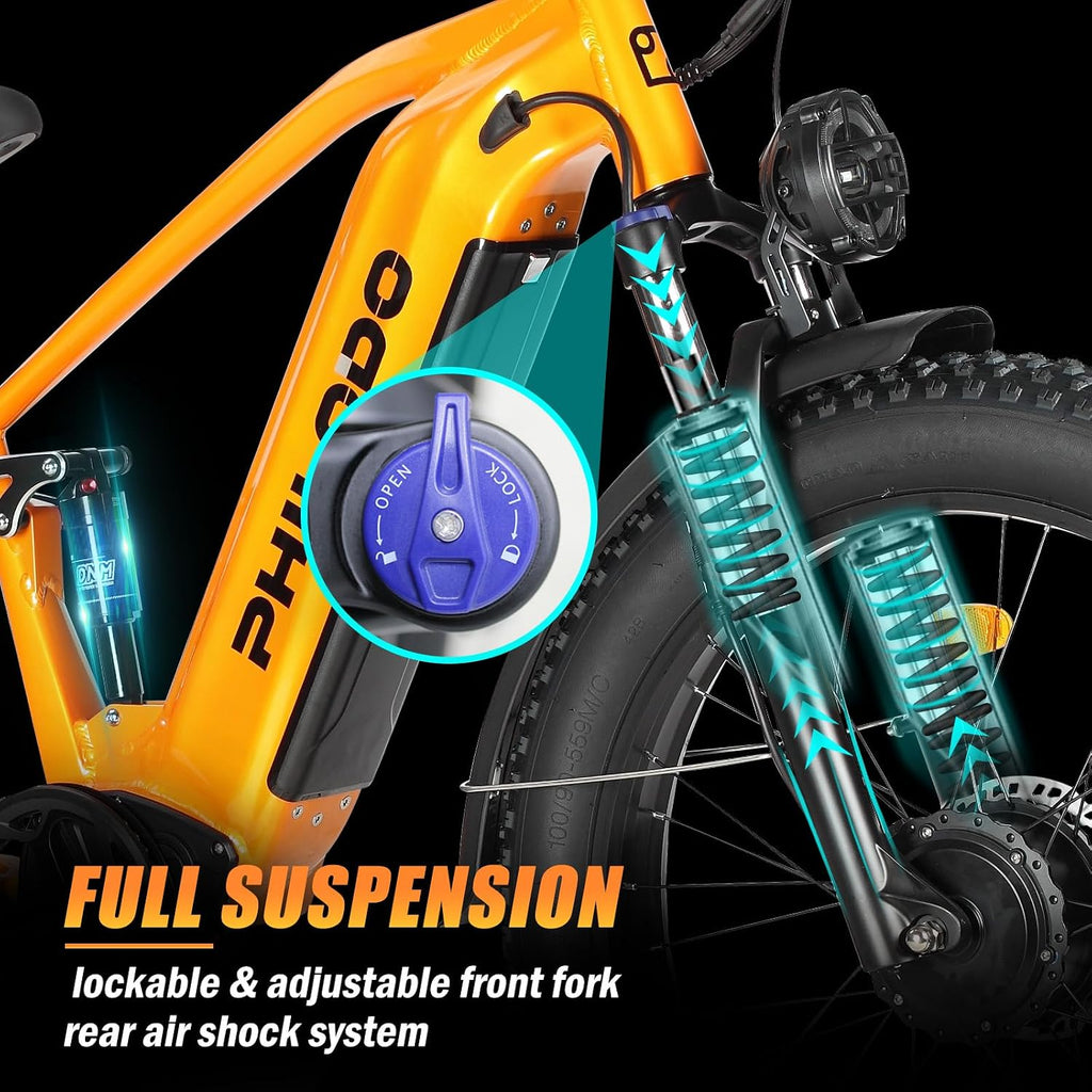 Electric Bike for Adults, 5000𝕨 Dual Motor E-Bike, 60V 32AH Long Range Dirt Bike, Fat Tire Hunting Ebike for All Terrain, Full Suspension Electric Bicycle