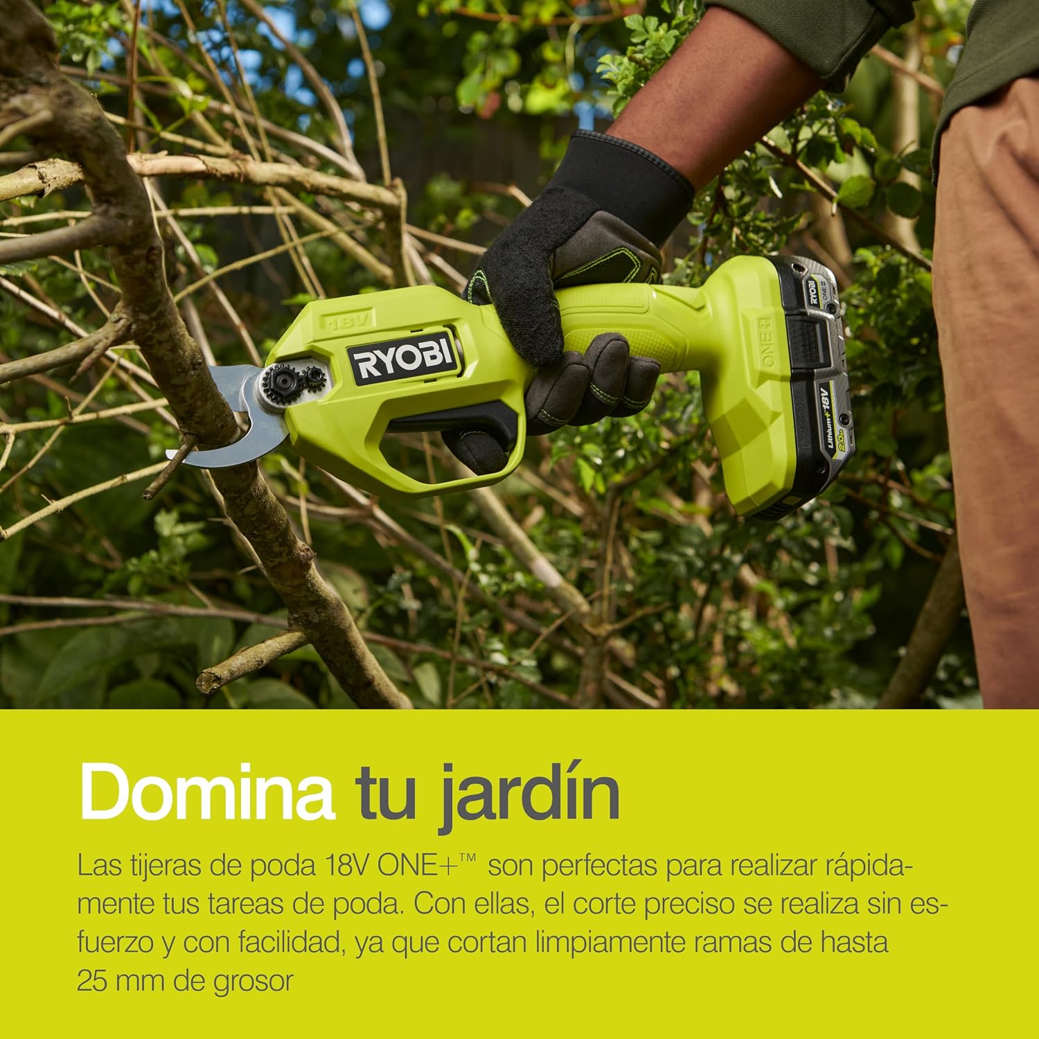 Ryobi RY18SCA-0 18V ONE+ Cordless Secateurs (Bare Tool), Black