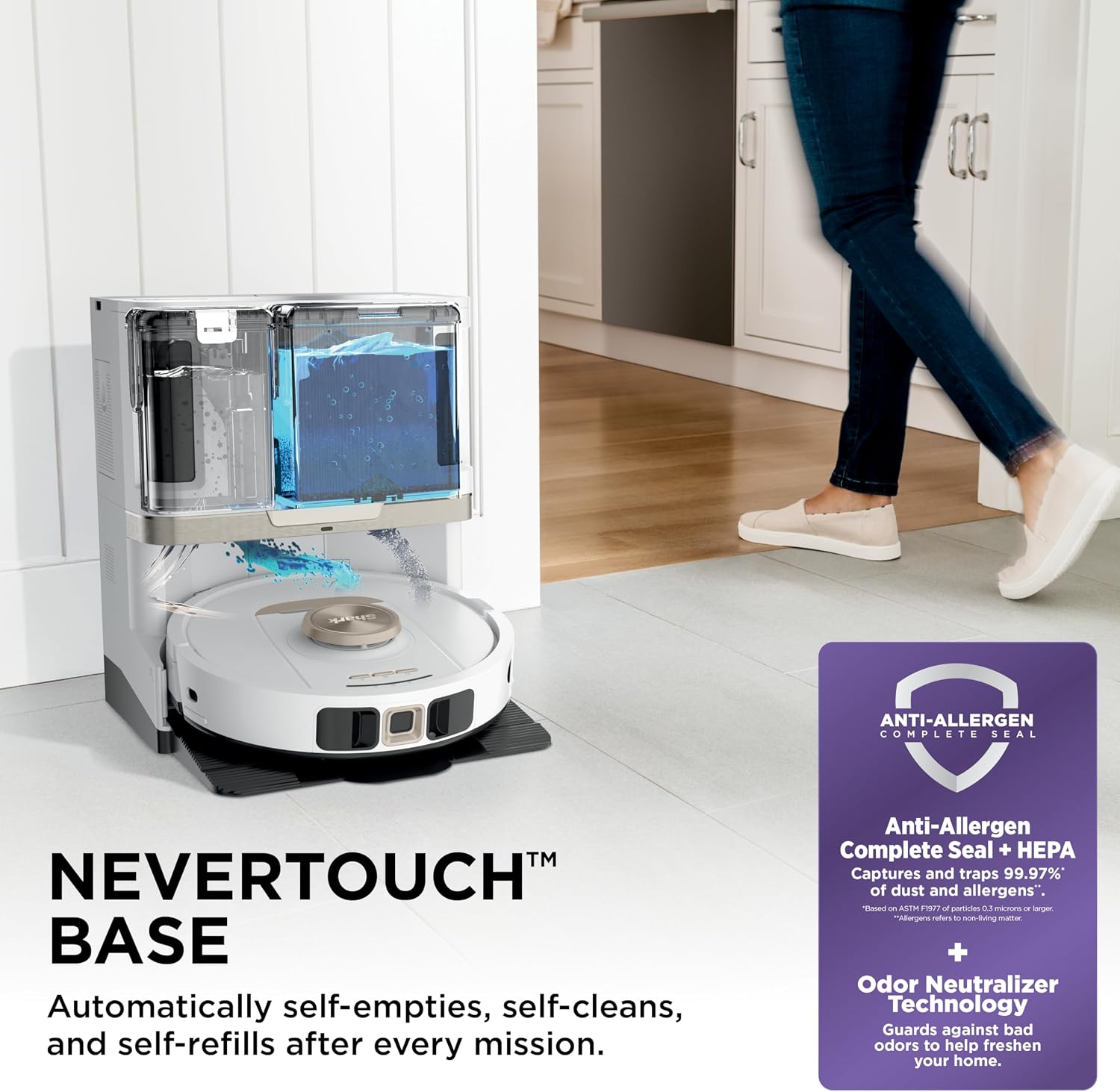 Shark Stratos | 2-in-1 Robot Vacuum & Mop for Carpets & Hard Floors | Powerful Suction & Mopping for Pet Hair | Self-Empty & Self-Clean NeverTouch Base | 60-Day Capacity | HEPA | White | AV2700ZE