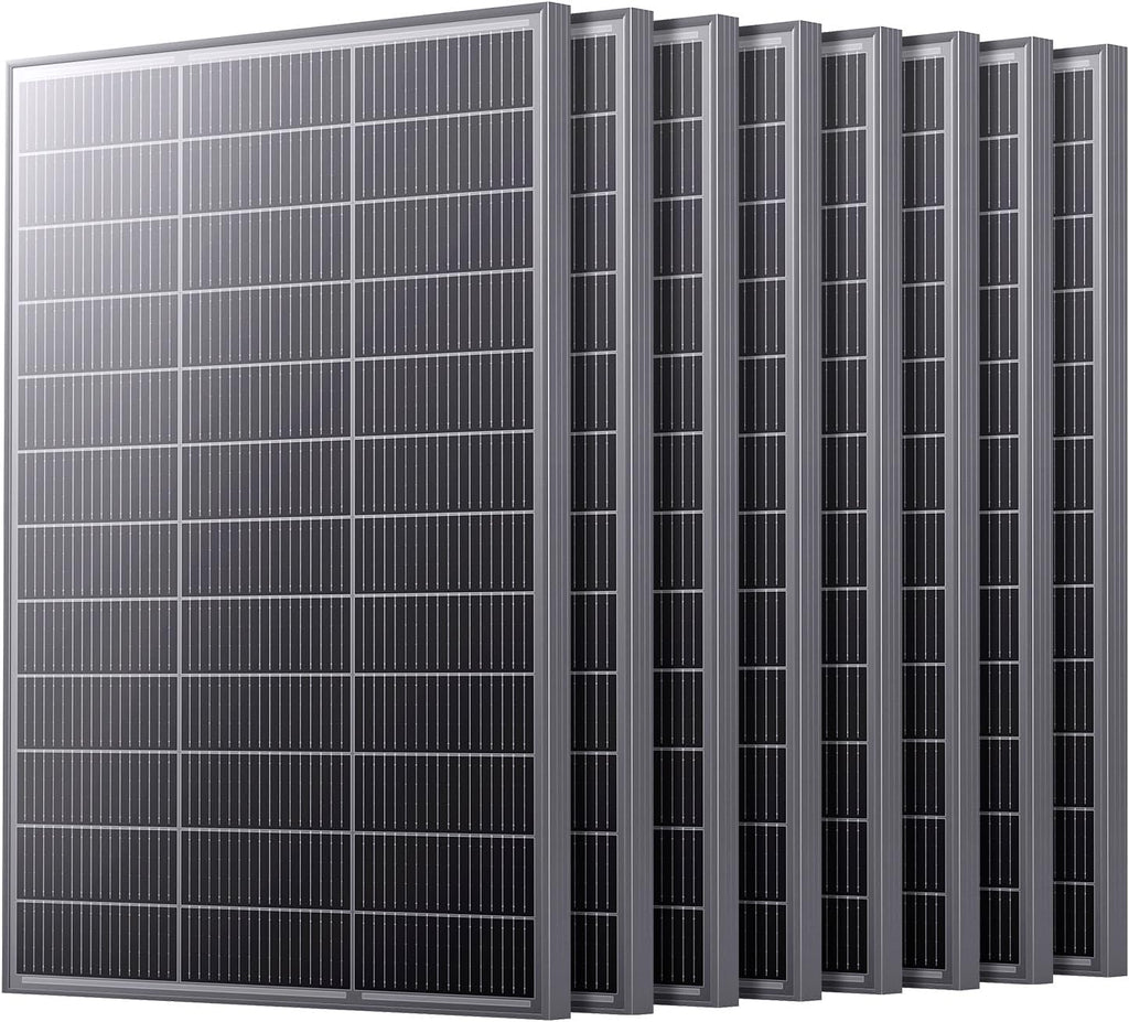N-Type 100W 12V Solar Panel, 8-Pack (800W Total), 25% High-Efficiency Compact 16BB Monocrystalline Solar Panels for RV, Off-Grid, Cabin & Home Backup Power
