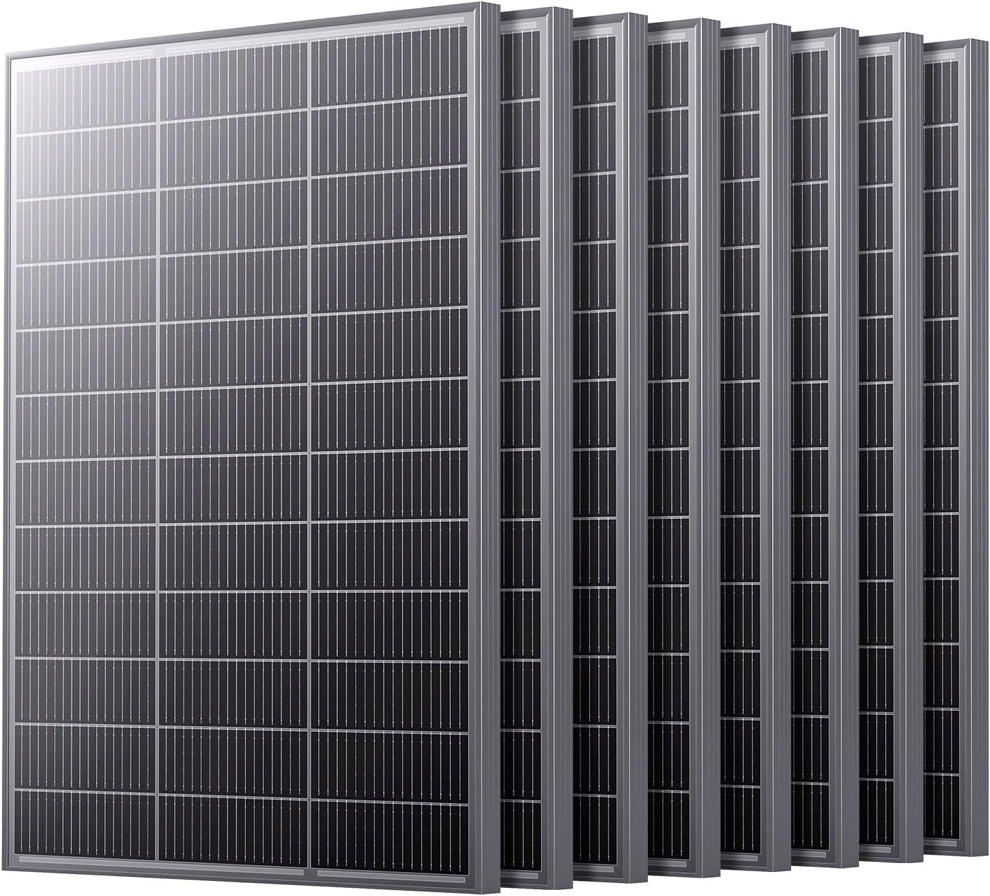 N-Type 100W 12V Solar Panel, 8-Pack (800W Total), 25% High-Efficiency Compact 16BB Monocrystalline Solar Panels for RV, Off-Grid, Cabin & Home Backup Power