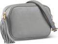 Italian Calf Leather Crossbody Bag for Women with Tassel Zipper | Small Camera Purse Shoulder Handbag Pocketbook