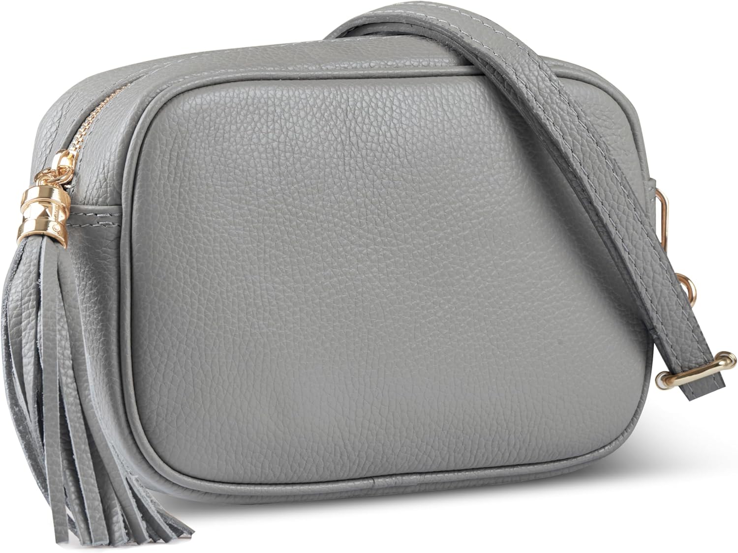 Italian Calf Leather Crossbody Bag for Women with Tassel Zipper | Small Camera Purse Shoulder Handbag Pocketbook