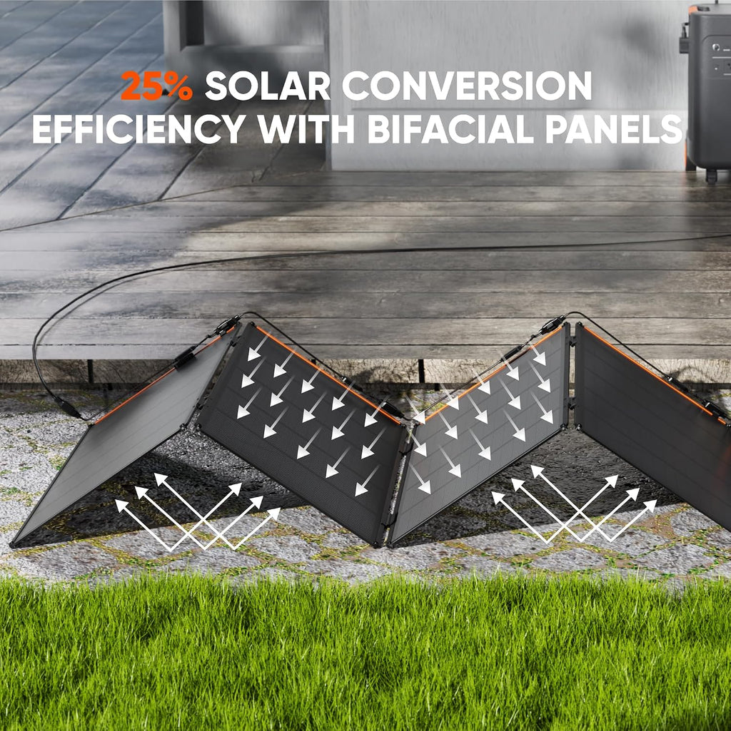 Jackery SolarSaga 500X Solar Panels, 500W Power Output, 25% High Bifacial Conversion Efficiency, Compatible with Explorer 5000 Plus,IP68 Rated for Outdoor Camping,RVs,and Off-Grid Living (Renewed)