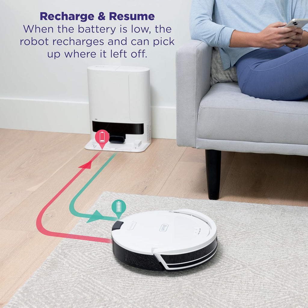Shark Navigator | Robot Vacuum Cleaner with Powerful Suction for Pet Hair, Rugs, Carpets & Hard Floors | Bagless Self-Empty Base | 30-Day Capacity | SmartPath LiDAR Navigation | White | AV2110S