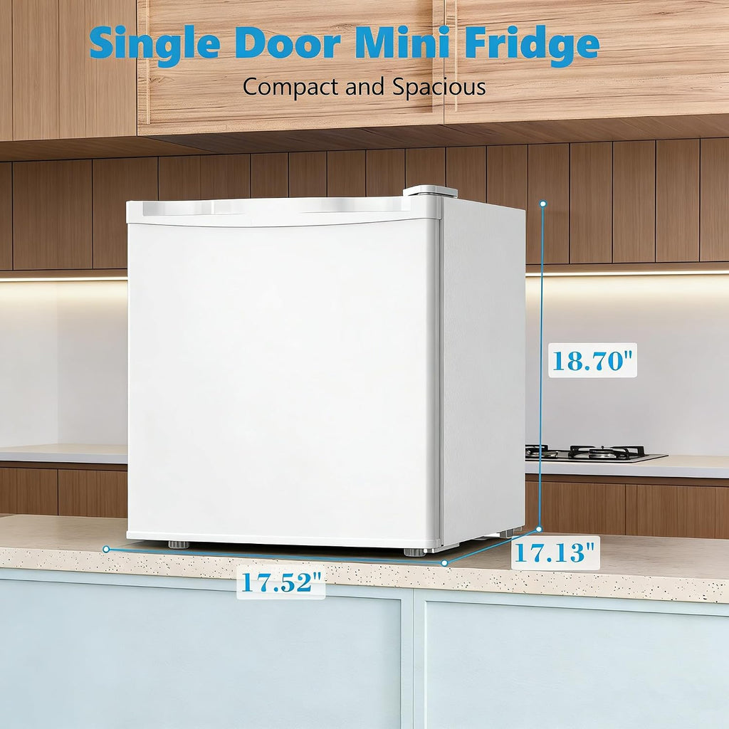 Antarctic Star Mini Fridge with Freezer, Rated 1.6 cu.ft, Small Upright Refrigerator with Removable Shelves, 7 Adjustable Thermostat, Low Noise for Bedroom/Apartment/Office,White