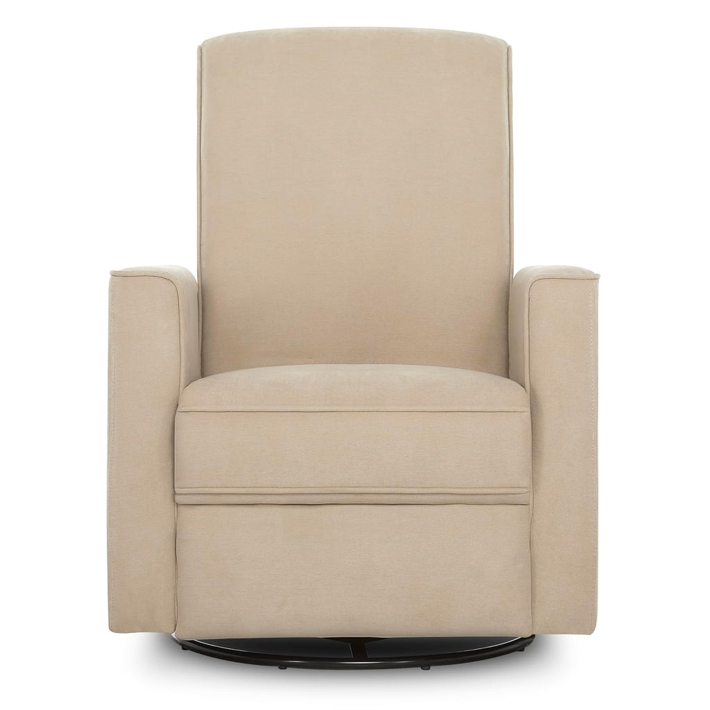 Evolur Harlow Upholstered Power Glider Recliner with USB Charging – Rocking & 275° Swivel with Smooth Glide – Greenguard Gold & FSC Certified – Modern Nursery and Living Room Chair in Tan