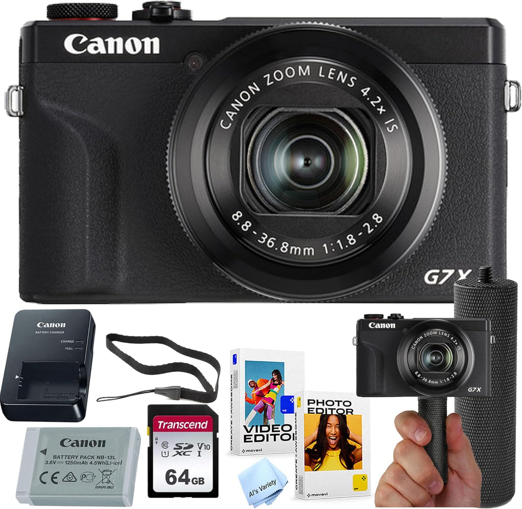 Canon PowerShot G7 X Mark III Digital Camera + 64GB Memory + Stabilizing Grip + Software Pack +More (Value Bundle)(Renewed)