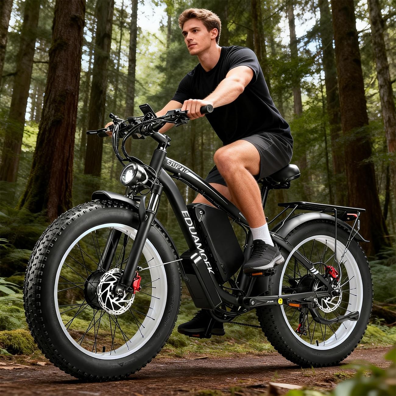 Peak-9000W-Dual-Motor-Electric-Bike for Adults with 52V 34Ah 1768Wh Battery Up to 105 Mile, 46MPH Fast-Dual-Motor-Ebike,24'*4' AWD Fat-Tire-Electric-Bicycle Mountain Front Lockable Suspension