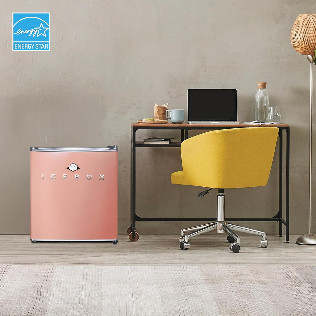 ICEBOX 1.7 Cu. Ft. Compact Refrigerator, ENERGY STAR Certified Small Refrigerator, Single Door Mini Fridge with Freezer, R600a Refrigerant,IBCR17BLS, Blush Red