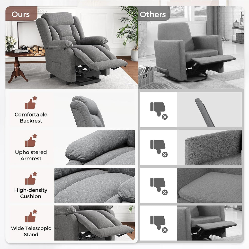 Amopatio Power Lift Recliner Chairs for Elderly Upgraded Living Room Reclining Chairs Indoor Lounge Chairs Single Sofa with Side Pockets and Remote Control for Bedroom