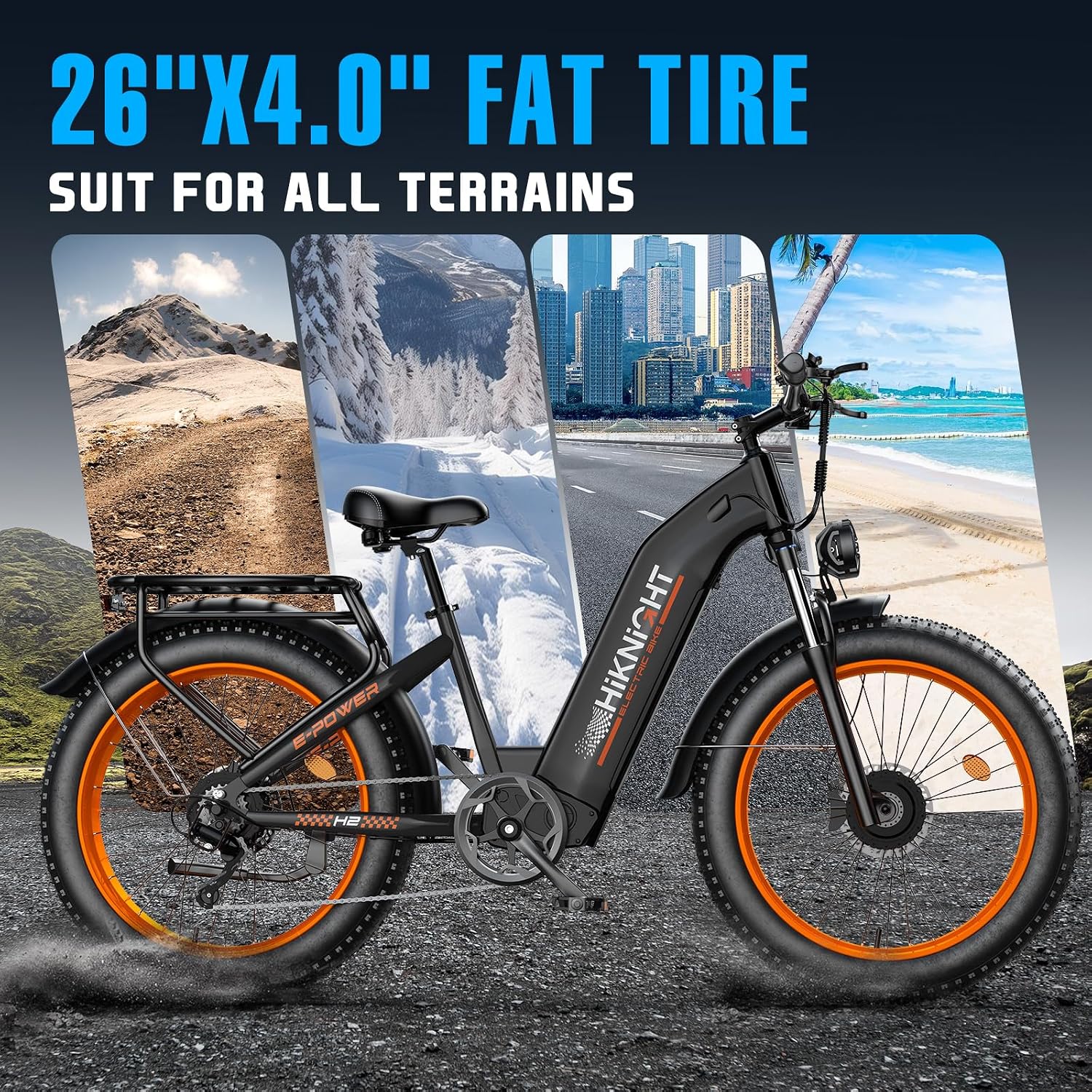 Dual Motor Electric Bike for Adults, 3000W Peak 52V 20AH Battery E Bike 26' x 4.0' Fat Tire Electric Mountain Bike Step-Thru Electric Bicycle for Women/Men, Up to 38MPH, Dual Hydraulic Brake