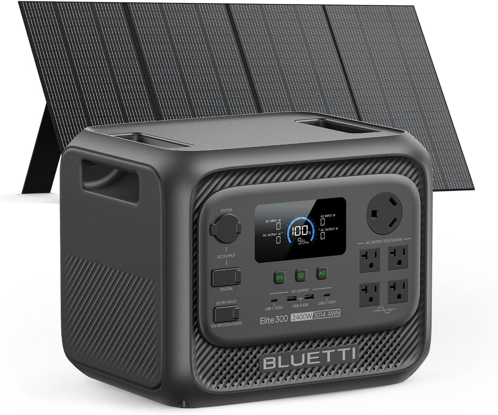 BLUETTI Elite 300 Solar Generator with 350W Solar Panel (Ship Separately), 3014.4Wh LFP Battery Backup with 2400W AC Outlets (4800W Surge), 3kWh Compact Power Station for Home Backup, Camping & RV Use