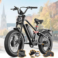 eAhora Terra/Luna [2025] Dual Motor Electric Bike for Adult, 3000W/1500W | 33MPH | 20/15Ah | 80 Miles Long Range | 20'*4.0 Fat Tires | Full Suspension | for Coummute | Delivery | Women | Men