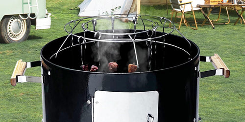 20.5' Smoker grill XXL built in thermometer Air vent 2 pcs doors Multi-Layer heavy duty Smoke BBQ with Rib hanger set with 4 Hooks Parties backyard