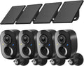 2K FHD Security Camera Wireless Outdoor Cameras for Home Security,AI Human Detection,Instant Alert,Color Night Vision,SD/Cloud Storage,Solar/Battery Powered,2.4G WIFI Only,Spotlight,Siren Alarm,4 Pack