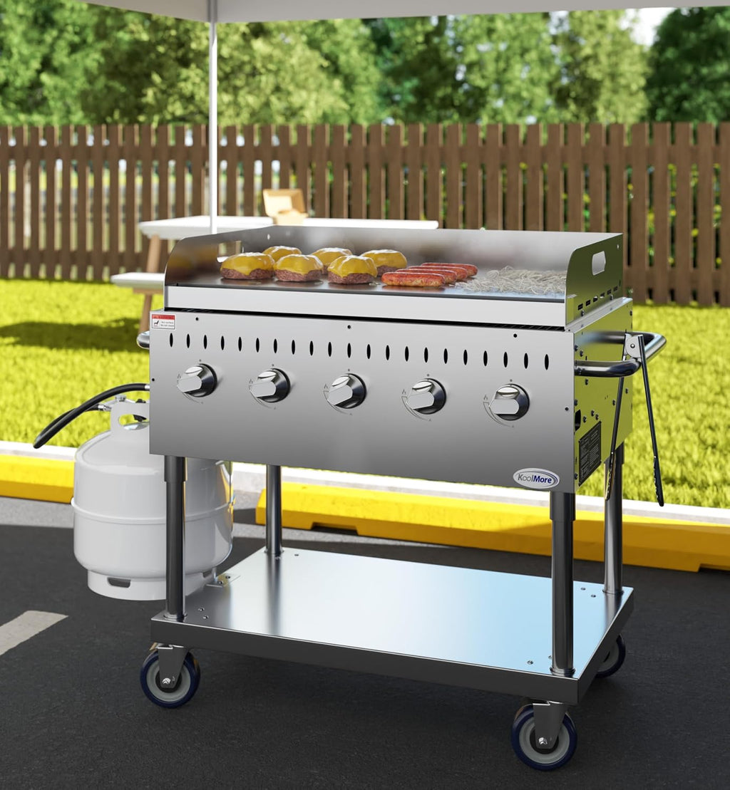 36 in. Commercial Outdoor Propane Grill with Griddle in Stainless-Steel, ETL Listed (CGKIT3-36G)