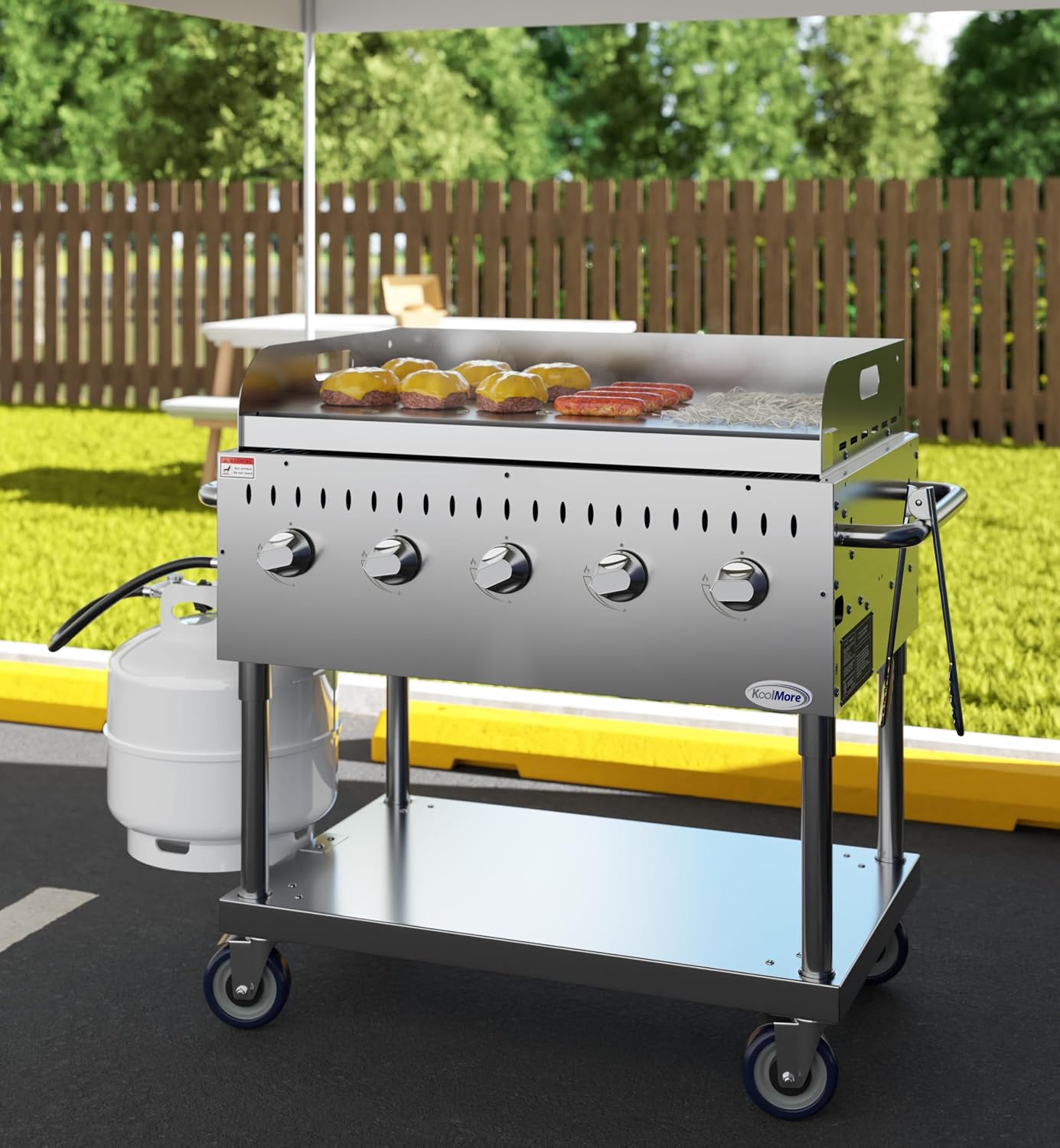 36 in. Commercial Outdoor Propane Grill with Griddle in Stainless-Steel, ETL Listed (CGKIT3-36G)