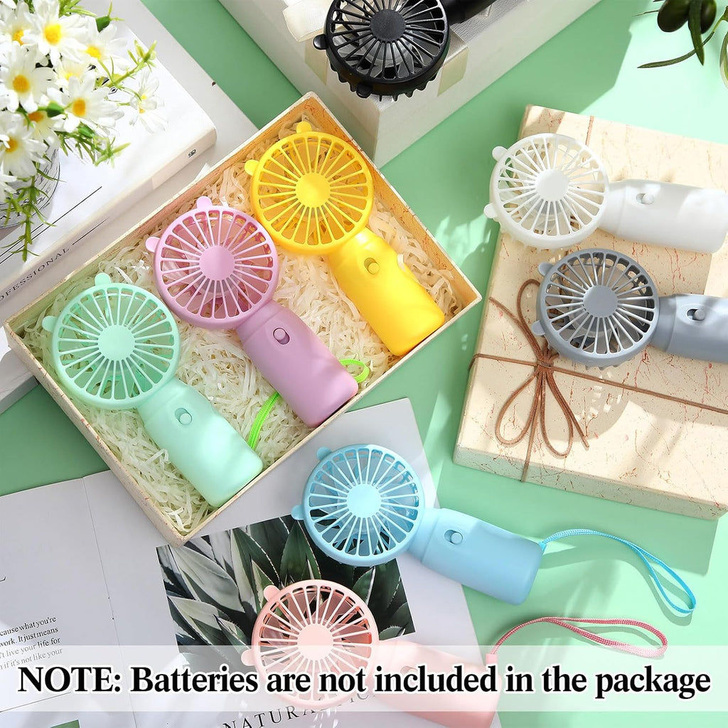 Glooglitter 80 Pcs Mini Portable Fans Bulk Handheld Battery Operated Fan with Lanyard for Makeup Eyelash, Cooling Lightweight Pocket Personal Fans for Indoor Outdoor Travel Use (8 Mixed Colors)