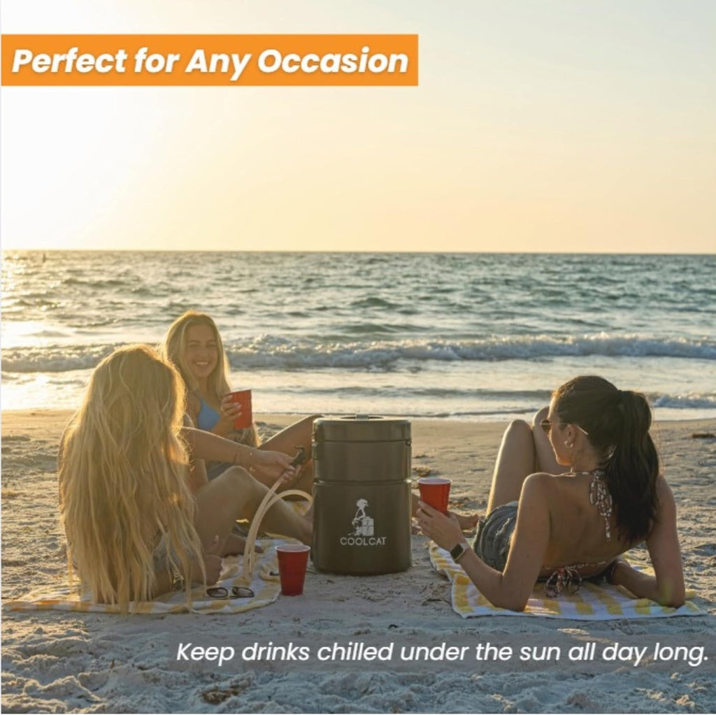 CoolCat 2-Gallon Electric Cooler Beverage Dispenser | Battery-Powered & Rechargeable Insulated Drink Dispenser with 24-Hour Pump | Portable Water Cooler for Camping, Tailgating & Parties