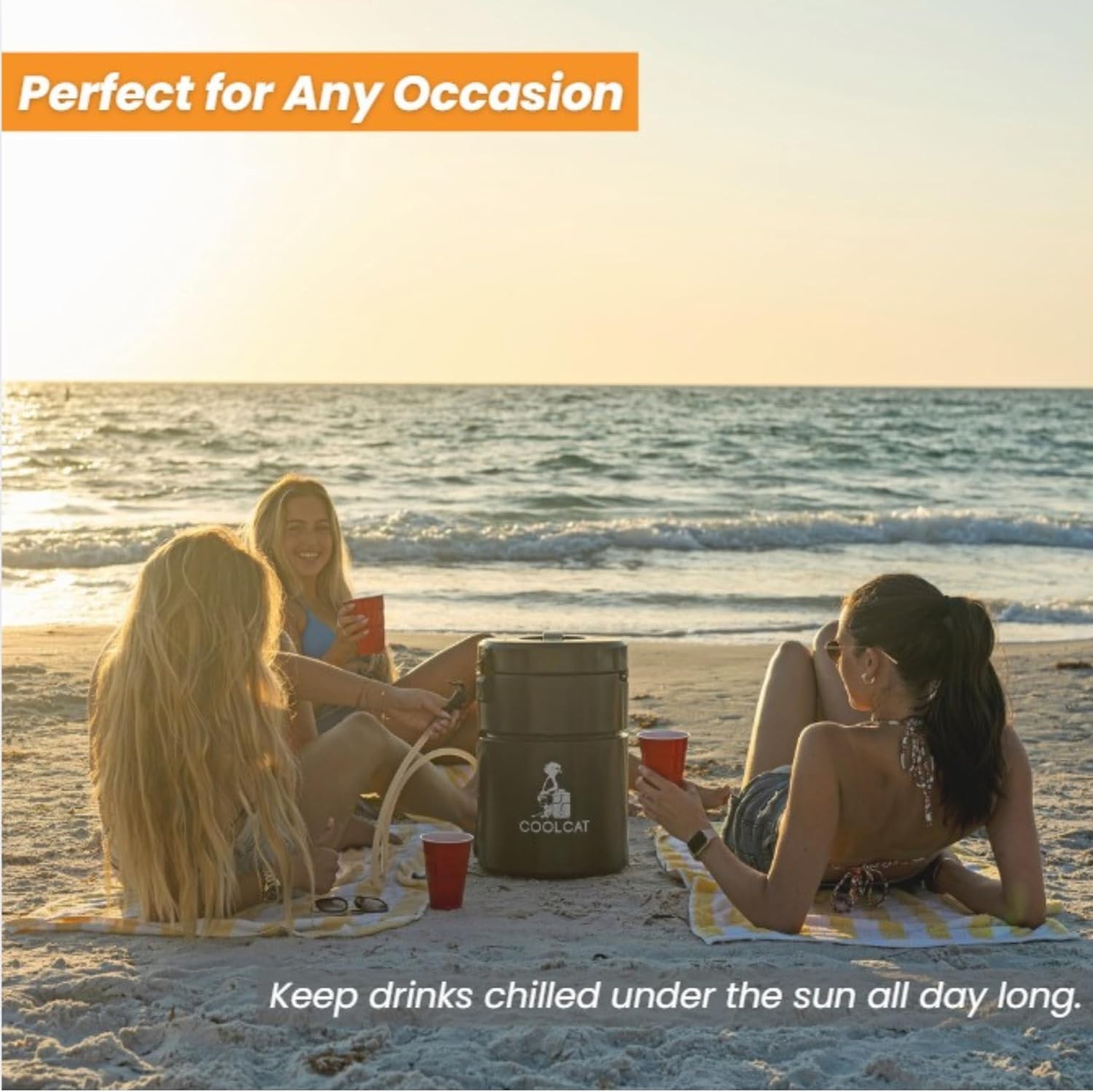 CoolCat 2-Gallon Electric Cooler Beverage Dispenser | Battery-Powered & Rechargeable Insulated Drink Dispenser with 24-Hour Pump | Portable Water Cooler for Camping, Tailgating & Parties