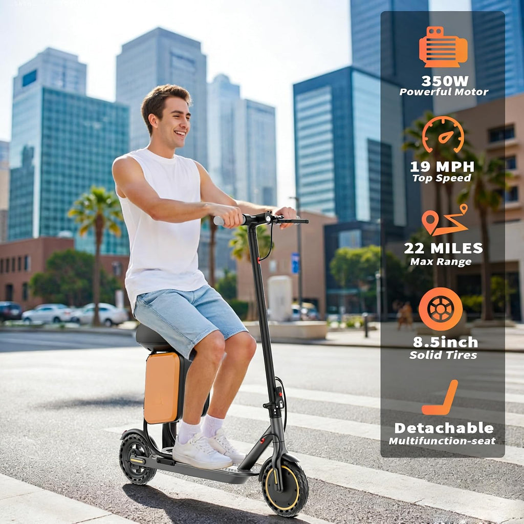Qlaway Electric Scooter for Adults, 350W/500W Motor, 16-22 Miles Range, 8.5'/10' Solid Tires, Dual Braking & Suspension, Folding Portable Commuting E-Scooter with App