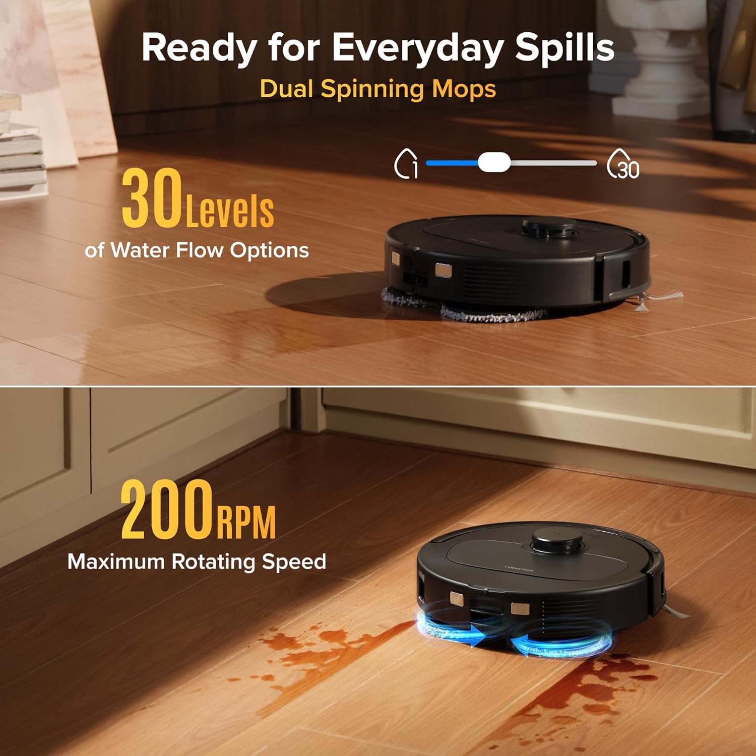 roborock Qrevo S Pro Robot Vacuum and Mop, 18,500Pa Suction, Multifunctional Dock with 167℉ Mop Self-Cleaning, Smart Obstacle Avoidance, Anti-Tangle Brush, Liftable Spinning Mop, Black