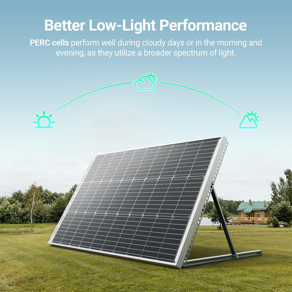 HQST Bifacial 400 Watt 12V Solar Panel, 9BB Monocrystalline Solar Panel with 25% High Efficiency Module PV Power for Battery Charging Boat, Caravan and Other Off Grid Applications,4 Pack