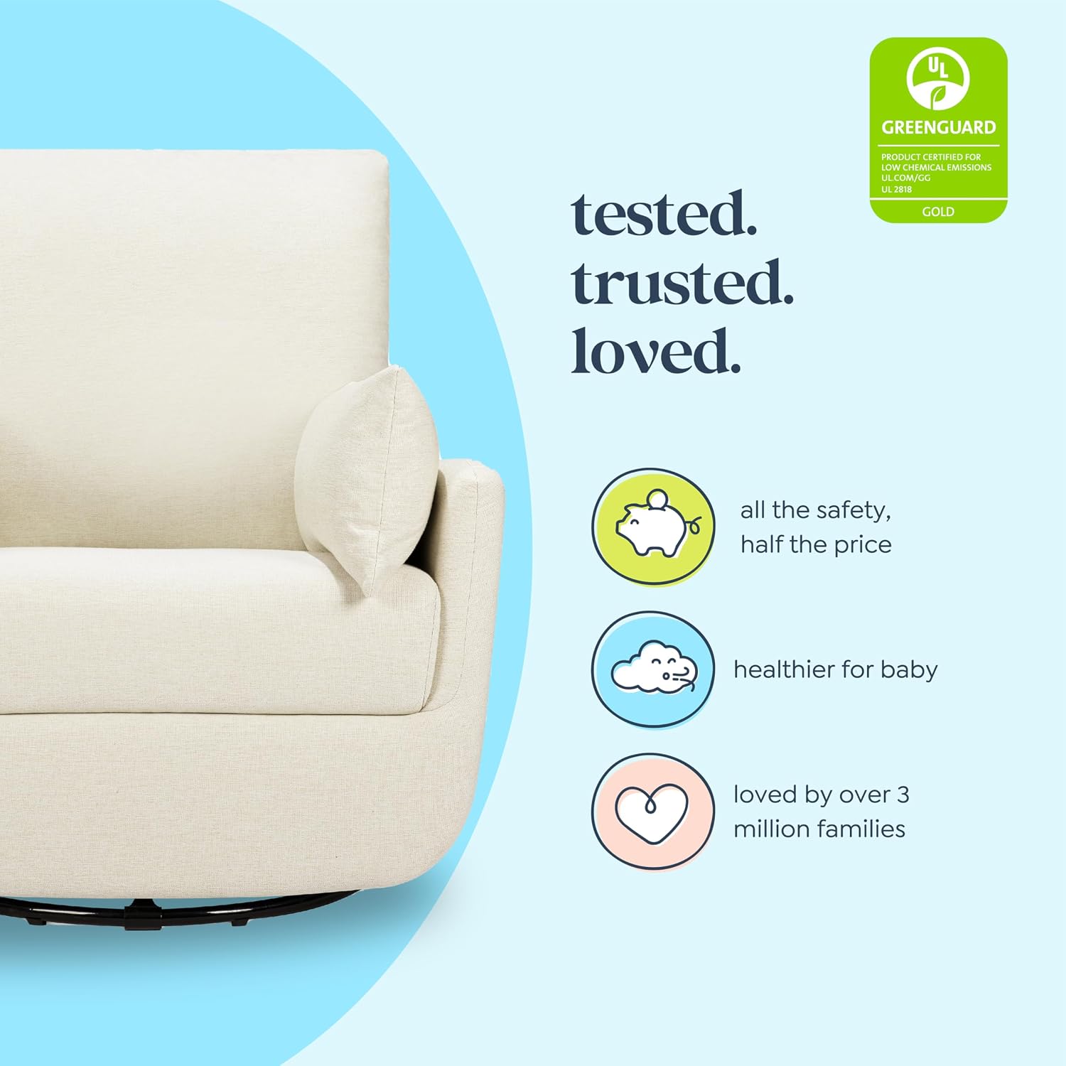 Davinci Juno Swivel Glider in Vanilla, Greenguard Gold & CertiPUR-US Certified