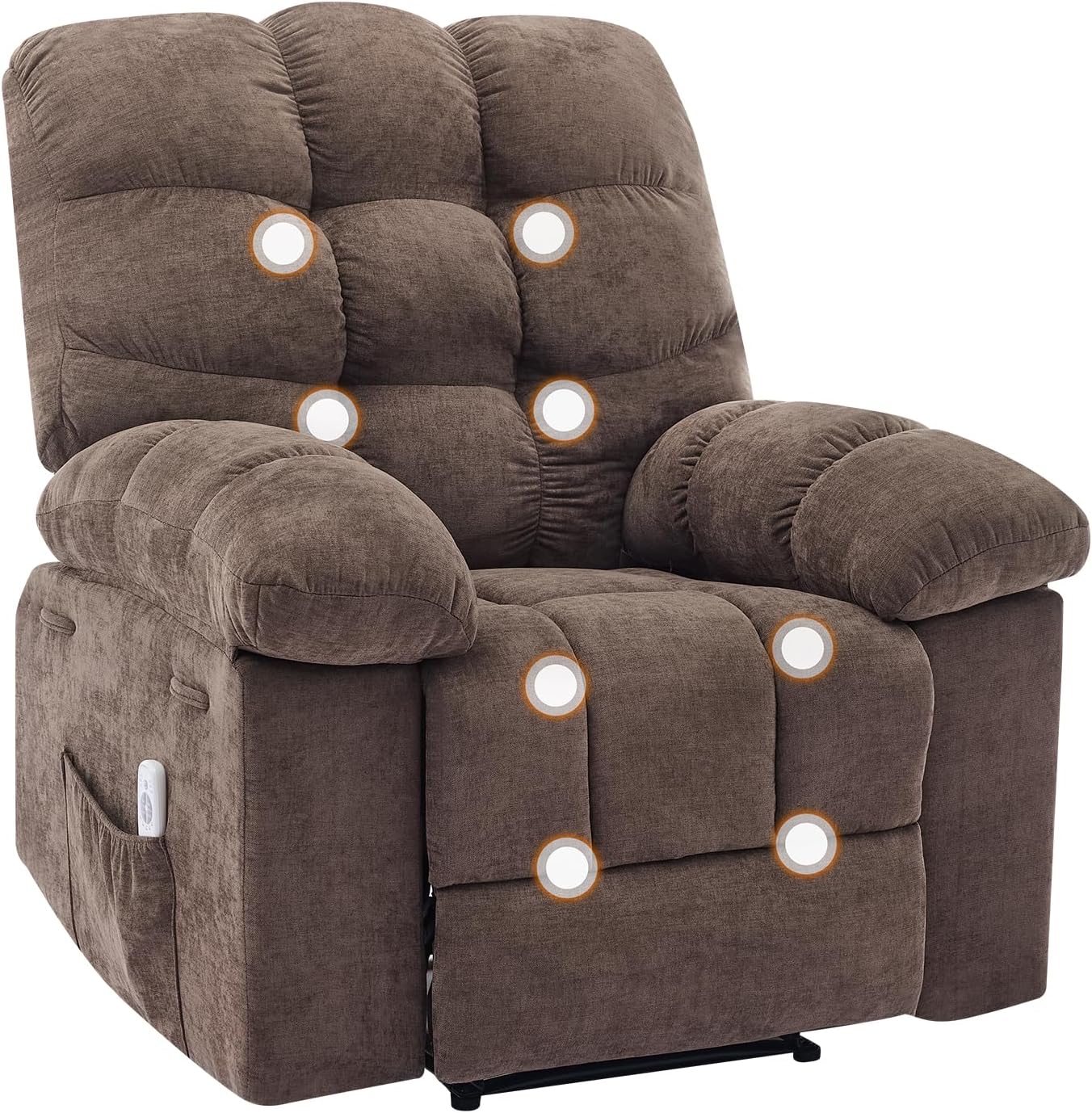 Garvee 21.4in Wide Recliner Chair,Massage & Heat Recliner Chair for Adults,Home Theater Seating with Lumbar Support,Ergonomic Breathable Fabric Nursery Rocking Chairs for Living Room