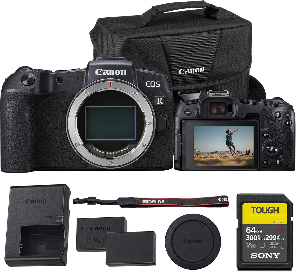Canon EOS RP Mirrorless Camera (Body Only) – Full-Frame 26.2MP CMOS Sensor, Vari-Angle Touchscreen, 4K Video, Wi-Fi + Bluetooth – Compact & Lightweight (3380C002) + 64GB Card + Shoulder Bag